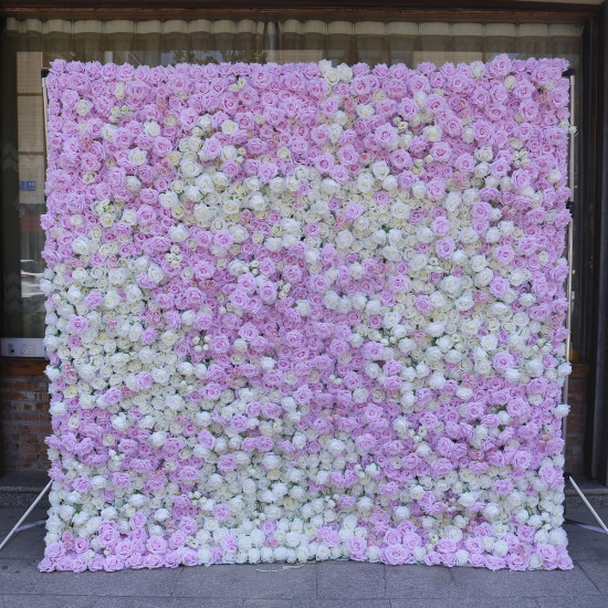 5d elegant purple white roses artificial flower wall backdrop