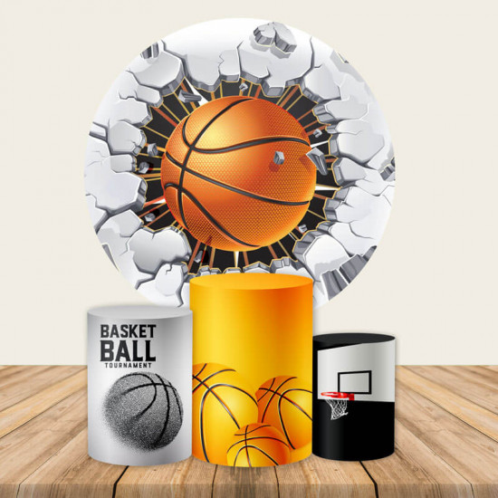 basketball round backdrop sports themed party photography backdrop