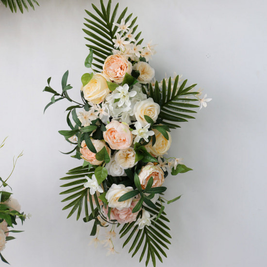 beige wedding arch flowers, beige artificial wedding flowers, diy wedding flowers, wedding faux flowers