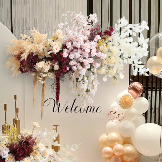 party & wedding arrangements, beige artificial wedding flowers, diy wedding flowers, wedding faux flowers