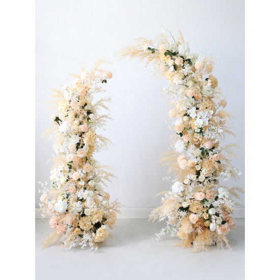 beige wedding flowers gate, beige artificial wedding flowers, diy wedding flowers, wedding faux flowers