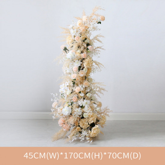 beige wedding flowers gate, beige artificial wedding flowers, diy wedding flowers, wedding faux flowers