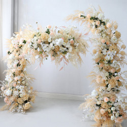 beige wedding flowers gate, beige artificial wedding flowers, diy wedding flowers, wedding faux flowers