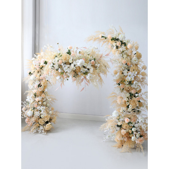 beige wedding flowers gate, beige artificial wedding flowers, diy wedding flowers, wedding faux flowers