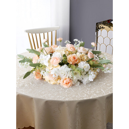 beige wedding table arrangement, beige artificial wedding flowers, diy wedding flowers, wedding faux flowers