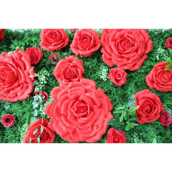 big rose cloth flower wall fabric rollin up reed pampas grass curtain floral wall wedding backdrop party event props