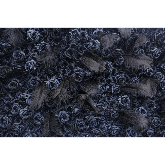 black rose and feather artificial flower wall backdrop