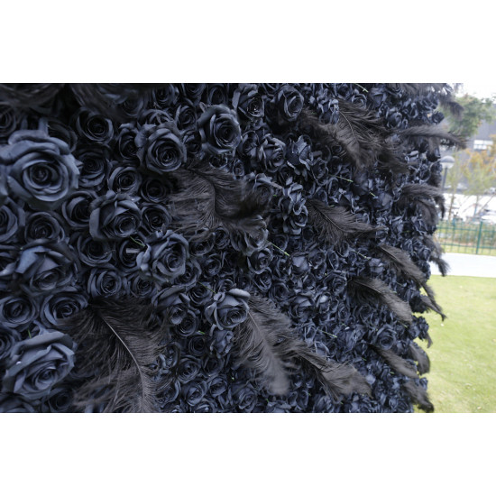 black rose and feather artificial flower wall backdrop