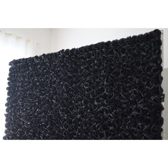 black roses cloth roll up flower wall fabric hanging curtain plant wall event party wedding backdrop