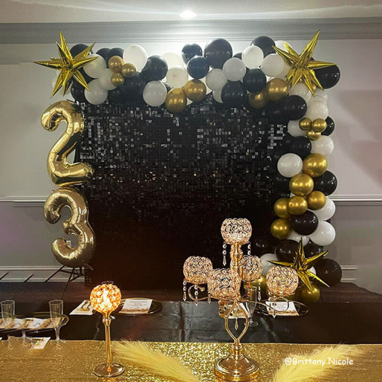 black shimmer wall panels – easy setup wedding/event/theme party decorations