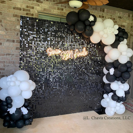 black shimmer wall panels – easy setup wedding/event/theme party decorations