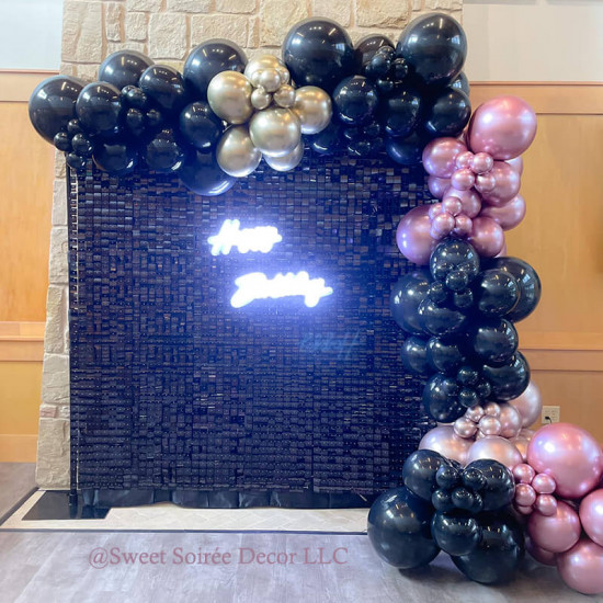 black shimmer wall panels – easy setup wedding/event/theme party decorations