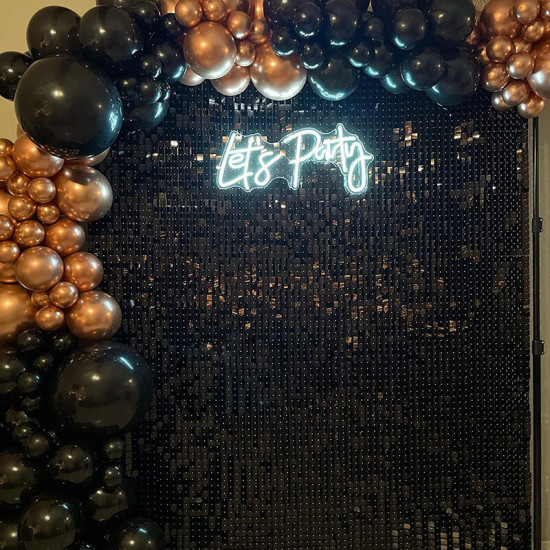 black shimmer wall panels – easy setup wedding/event/theme party decorations