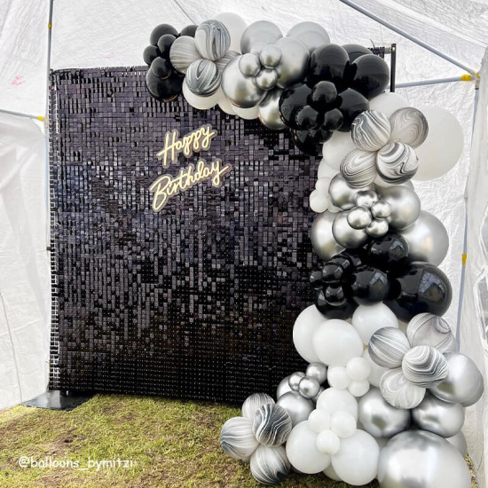 black shimmer wall panels – easy setup wedding/event/theme party decorations