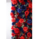 blue and red roses and green leaves cloth roll up flower wall fabric hanging curtain plant wall event party wedding backdrop