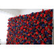 blue and red roses and green leaves cloth roll up flower wall fabric hanging curtain plant wall event party wedding backdrop