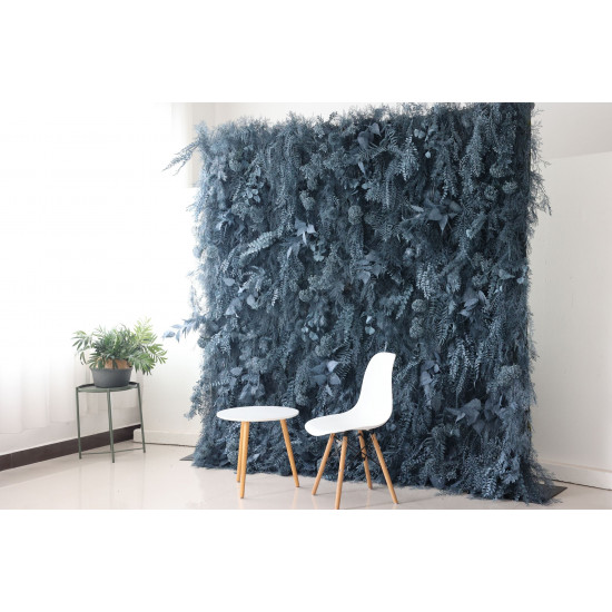 blue feather flower backdrop cloth roll up flower wall fabric hanging curtain plant wall event party wedding backdrop