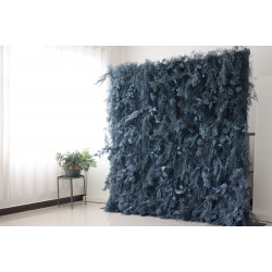 blue feather flower backdrop cloth roll up flower wall fabric hanging curtain plant wall event party wedding backdrop