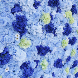 mixed color hydrangea light blue rose artificial flower wall backdrop