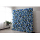 blue roses and hydrangeas and lasagna daisies cloth roll up flower wall fabric hanging curtain plant wall event party wedding backdrop