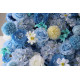 blue roses and peonies and lasagna daisies cloth roll up flower wall fabric hanging curtain plant wall event party wedding backdrop