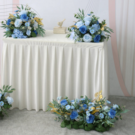 deep blue wedding arrangements, blue artificial wedding flowers, diy wedding flowers, wedding faux flowers