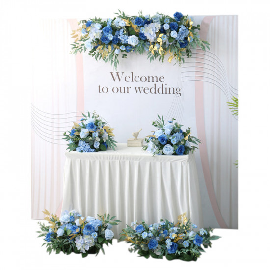 deep blue wedding arrangements, blue artificial wedding flowers, diy wedding flowers, wedding faux flowers