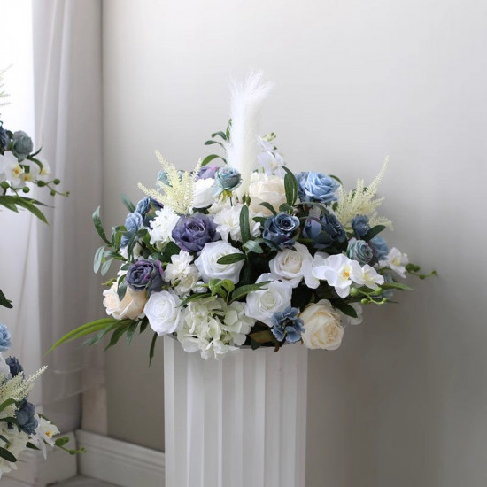 blue flowers ball, wedding flowers, blue artificial wedding flowers, diy wedding flowers, wedding faux flowers