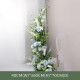 light blue, white, green arch flowers, blue artificial wedding flowers, diy wedding flowers, wedding faux flowers