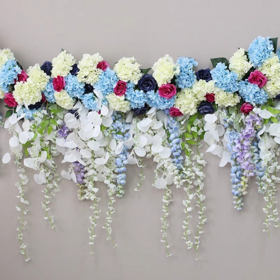 artificial vines arrangement flowers, blue artificial wedding flowers, diy wedding flowers, wedding faux flowers