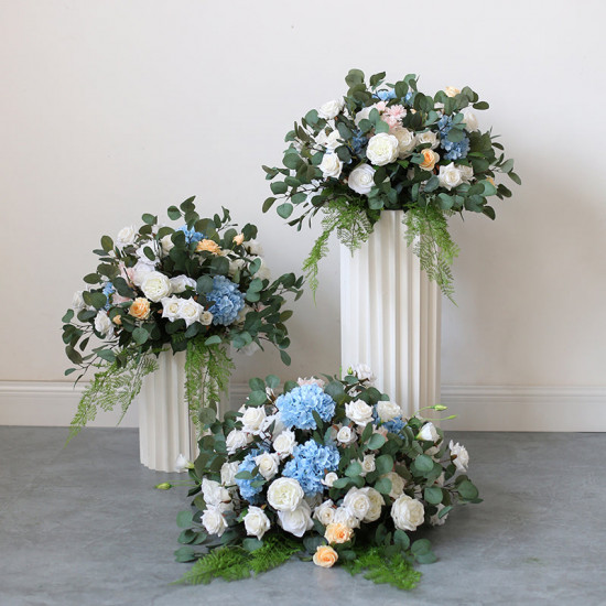 forest flowers ball, blue artificial wedding flowers, diy wedding flowers, wedding faux flowers