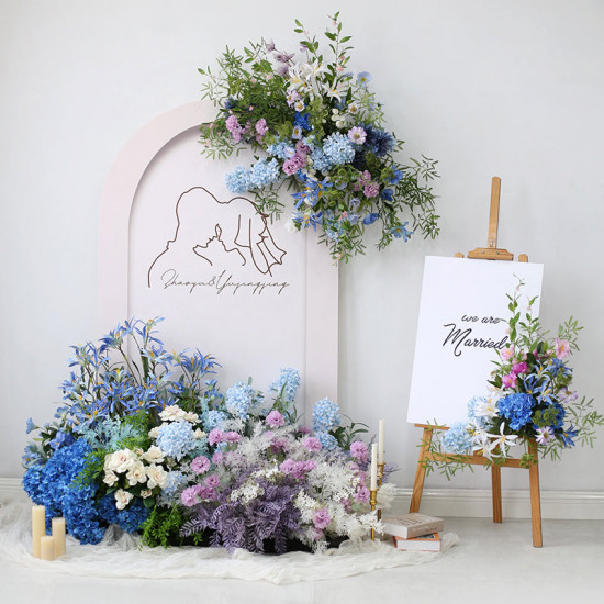 party & business shop decoration, blue artificial wedding flowers, diy wedding flowers, wedding faux flowers