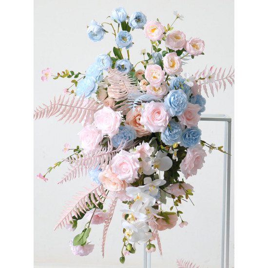 pink & blue wedding flowers, blue artificial wedding flowers, diy wedding flowers, party faux flowers