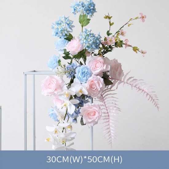 pink & blue wedding flowers, blue artificial wedding flowers, diy wedding flowers, party faux flowers