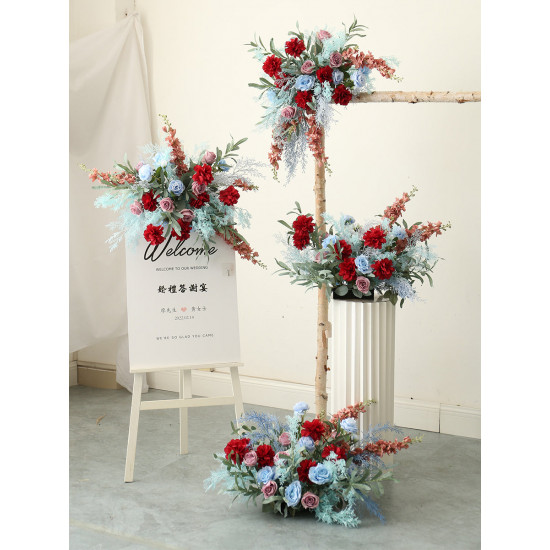 blue & red wedding style, blue artificial wedding flowers, diy wedding flowers, wedding faux flowers