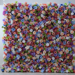 camellia and rose cloth flower wall fabric rollin up reed pampas grass curtain floral wall wedding backdrop party event props