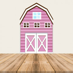 cartoon pink barn farm theme birthday party backdrop