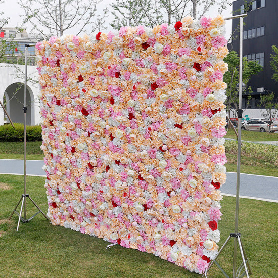 champagne pink white hydrangea artificial flower fake flower wall background