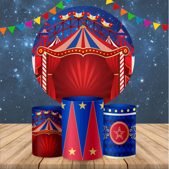 circus backdrop circle carnival theme birthday backdrop