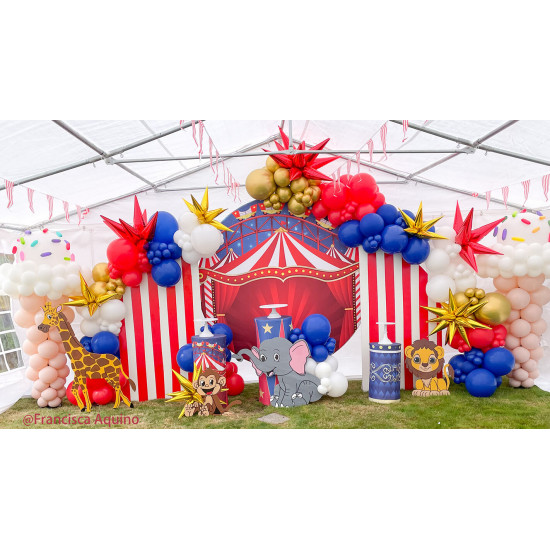 circus backdrop circle carnival theme birthday backdrop