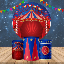 circus backdrop circle carnival theme birthday backdrop