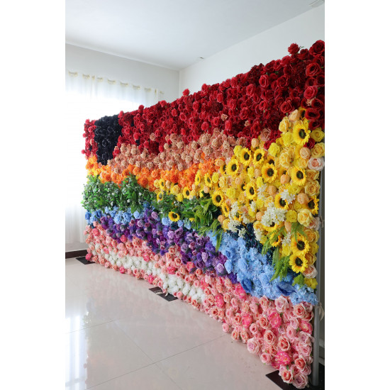 colorful flowers wide cloth flower wall fabric rollin up reed pampas grass curtain floral wall wedding backdrop party event props