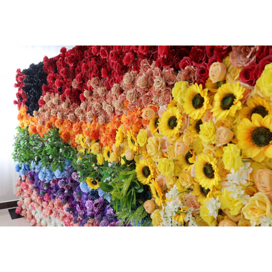 colorful flowers wide cloth flower wall fabric rollin up reed pampas grass curtain floral wall wedding backdrop party event props