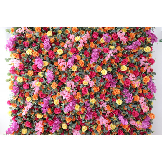 colorful rose cloth flower wall fabric rollin up reed pampas grass curtain floral wall wedding backdrop party event props