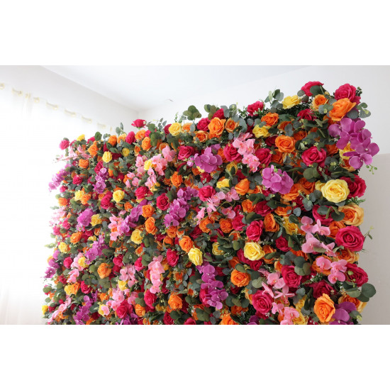 colorful rose cloth flower wall fabric rollin up reed pampas grass curtain floral wall wedding backdrop party event props