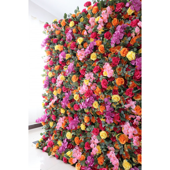 colorful rose cloth flower wall fabric rollin up reed pampas grass curtain floral wall wedding backdrop party event props