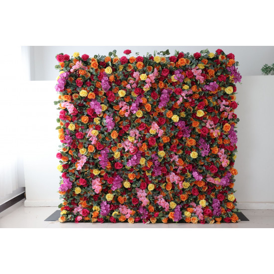 colorful rose cloth flower wall fabric rollin up reed pampas grass curtain floral wall wedding backdrop party event props