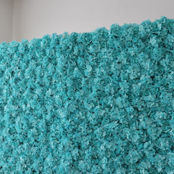 cyan hydrangeas and roses cloth roll up flower wall fabric hanging curtain plant wall event party wedding backdrop