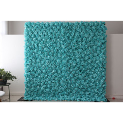 cyan hydrangeas and roses cloth roll up flower wall fabric hanging curtain plant wall event party wedding backdrop