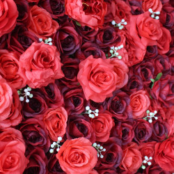 deep red and red roses cloth roll up flower wall fabric hanging curtain plant wall event party wedding backdrop
